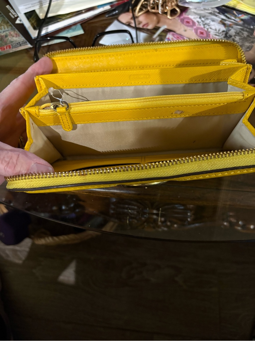 Coach Yellow Leather Buckle Wallet - Picture 6 of 9